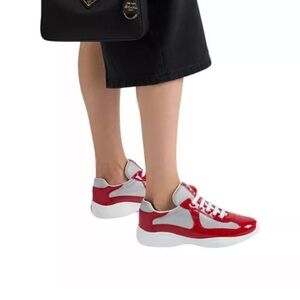 Prada Red and Gray Women's Sneakers